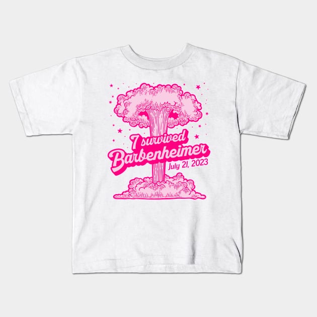 I Survived BARBENHEIMER *Barbie + Oppenheimer* Kids T-Shirt by darklordpug